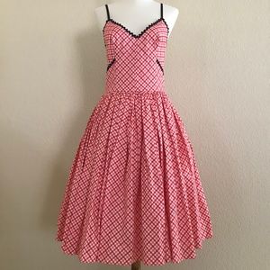 NEW Bernie Dexter  Red and White Gingham Print with Ric-Rac Trim SAMPLE